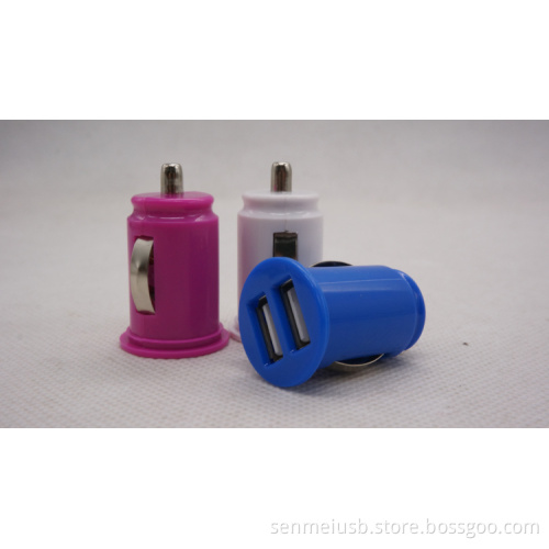 cheap colorful dual usb car charger with blister box packing